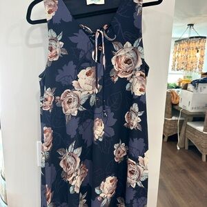 Peach Love California Navy Floral Mini Dress SZ L